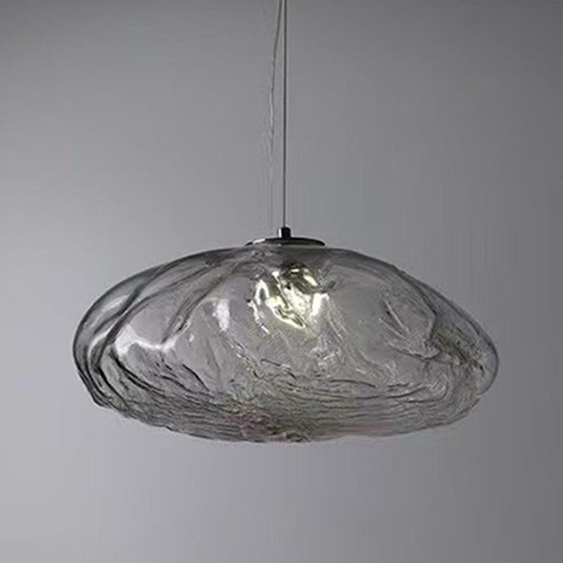 Lámpara colgante contemporánea escandinava irregular de vidrio semirredondo de 1 luz para sala de estar 