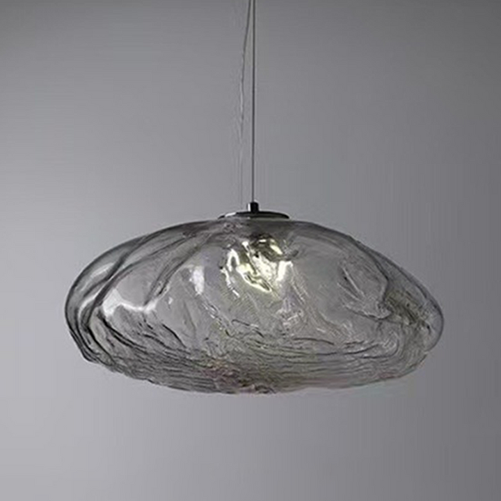 Lámpara colgante contemporánea escandinava irregular de vidrio semirredondo de 1 luz para sala de estar 