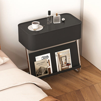 Table de nuit moderne minimaliste rectangulaire en acier inoxydable et acier au carbone avec 1 tiroir pivotant pour le chevet 