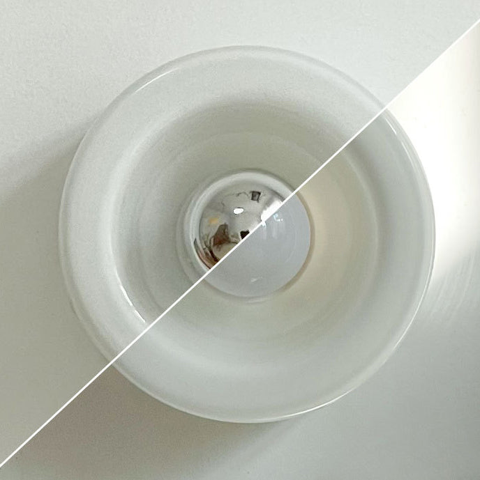 Moderne Mid-Century Runde Eisen Glas 1-Licht Wandleuchte Lampe für Wohnzimmer 