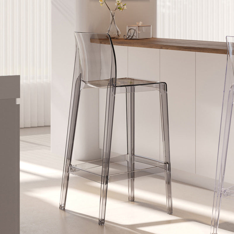 Taburete de barra cuadrado contemporáneo escandinavo con respaldo y reposapiés para cocina 