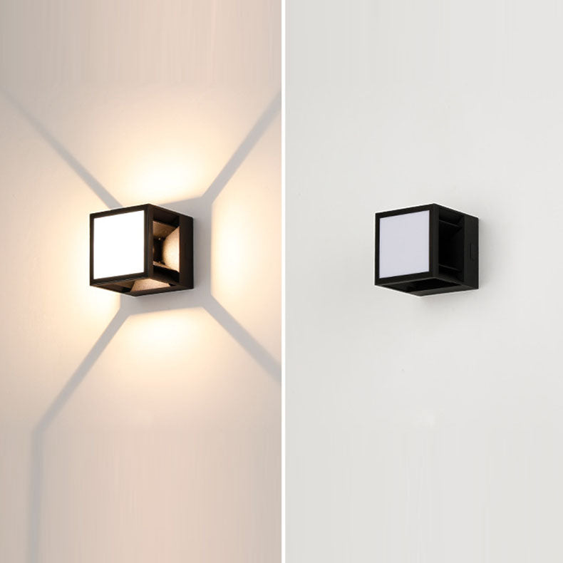 Applique murale LED en aluminium à rayures carrées solaires modernes et minimalistes pour jardin 