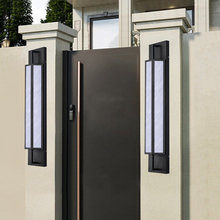 Modern Minimalist Long Square PMMA Stainless Steel LED Outdoor Wall Sconce Lamp For Garden