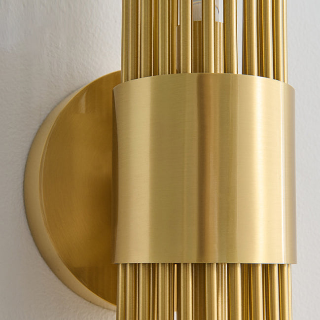 Applique Murale Moderne Minimaliste Cylindrique en Cuivre et Acrylique à 2 Lumières pour Chambre 