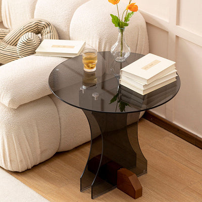 Moderner minimalistischer runder Glastisch 1-stufig für Wohnzimmer 