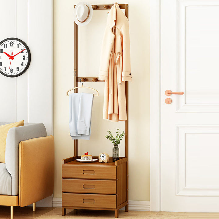 Modern Minimalist Rectangular Coat Rack Nan Bamboo MDF Nightstand 1/3 Drawer For Bedroom