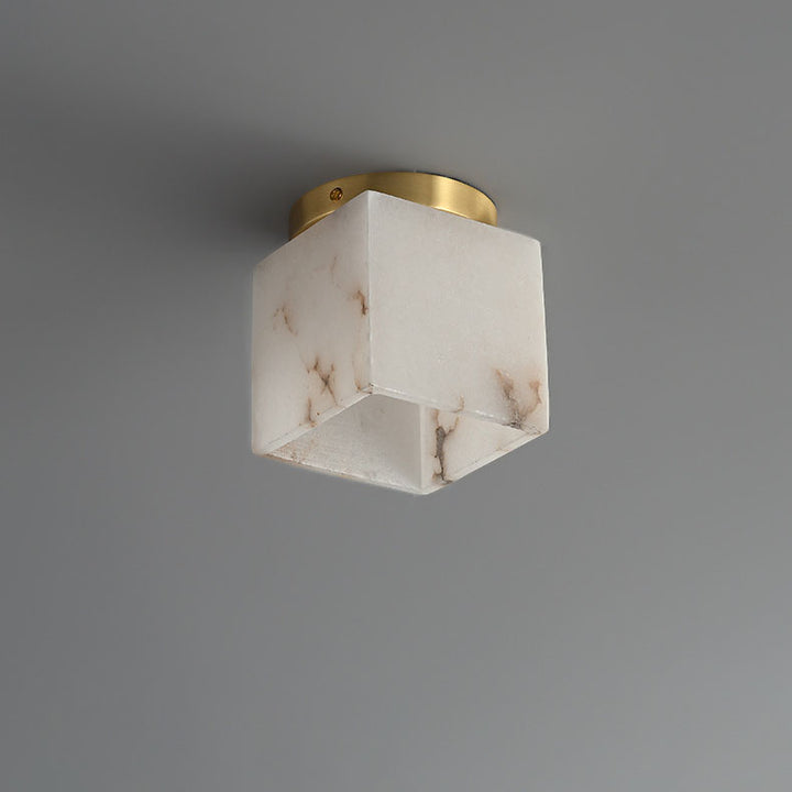 Luz de techo semi-empotrada de 1 luz tradicional china de cobre mármol cúbico bola redonda cuadrada para pasillo 