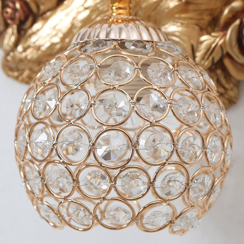 Traditionelle europäische Schwanenkugel-Harz-Eisen-1-Licht-Wandleuchterlampe für Wohnzimmer 
