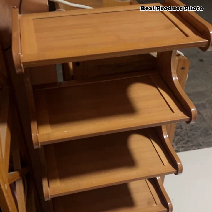 Moderner minimalistischer rechteckiger Bambus-MDF-Schuhspeicher 2/3/4/5-stufig für das Wohnzimmer 