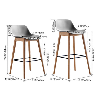 Zeitgenössischer nordischer quadratischer Holz-Metall-PP-Barhocker mit Rückenlehne und Fußstütze für das Esszimmer 