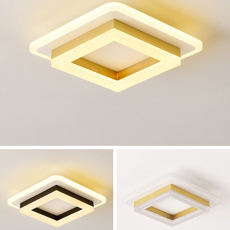 Luz de techo LED de montaje empotrado con pantalla cuadrada redonda geométrica acrílica de simplicidad moderna para sala de estar 