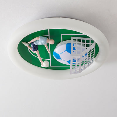 Modern Art Deco Soccer Round Acrylic Iron LED Flush Mount Ceiling Light For Living Room
