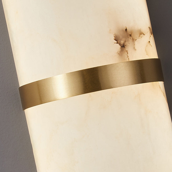 Traditional Chinese Marble Copper Cylinder LED Wall Sconce Lamp For Living Room
