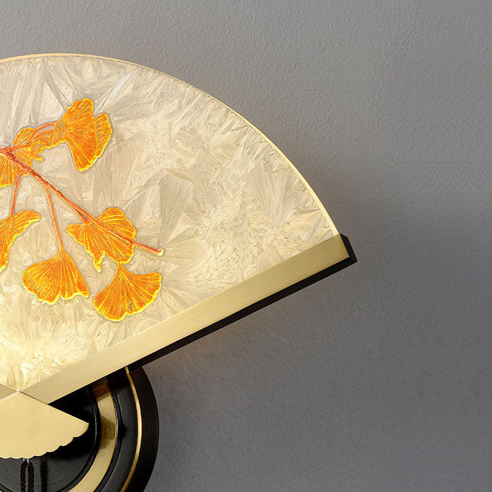 Lámpara de aplique de pared LED de acrílico de magnesio y cobre acanalado chino tradicional para dormitorio 