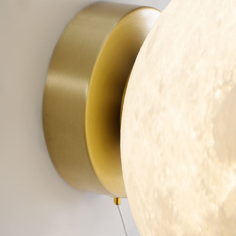 Contemporary Creative 3D Printed Moon Shade Resin Astronaut 1-Light Wall Sconce Lamp For Bedroom