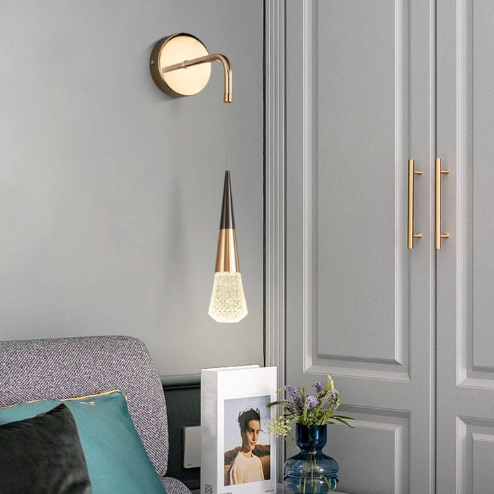 Applique murale LED en aluminium de luxe moderne avec forme de diamant en cristal 
