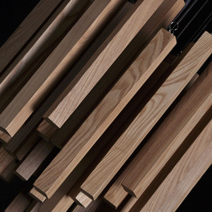 Chandelier rectangulaire en bois contemporain créatif à 8 lumières pour salle à manger 