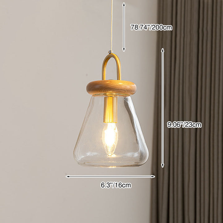 Moderne nordische runde Inselleuchte aus Glas und Holz mit 1/3-flammigem Kronleuchter-Design für das Wohnzimmer 