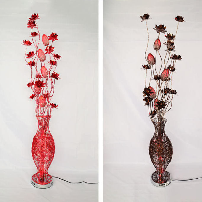 Contemporary Creative Vase Flower Design Aluminum LED Standing Floor Lamp for Living Room