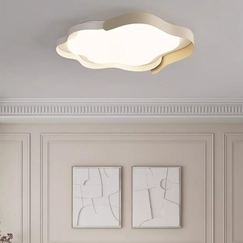 Plafonnier LED en forme de vague en fer PE de simplicité moderne pour salon 