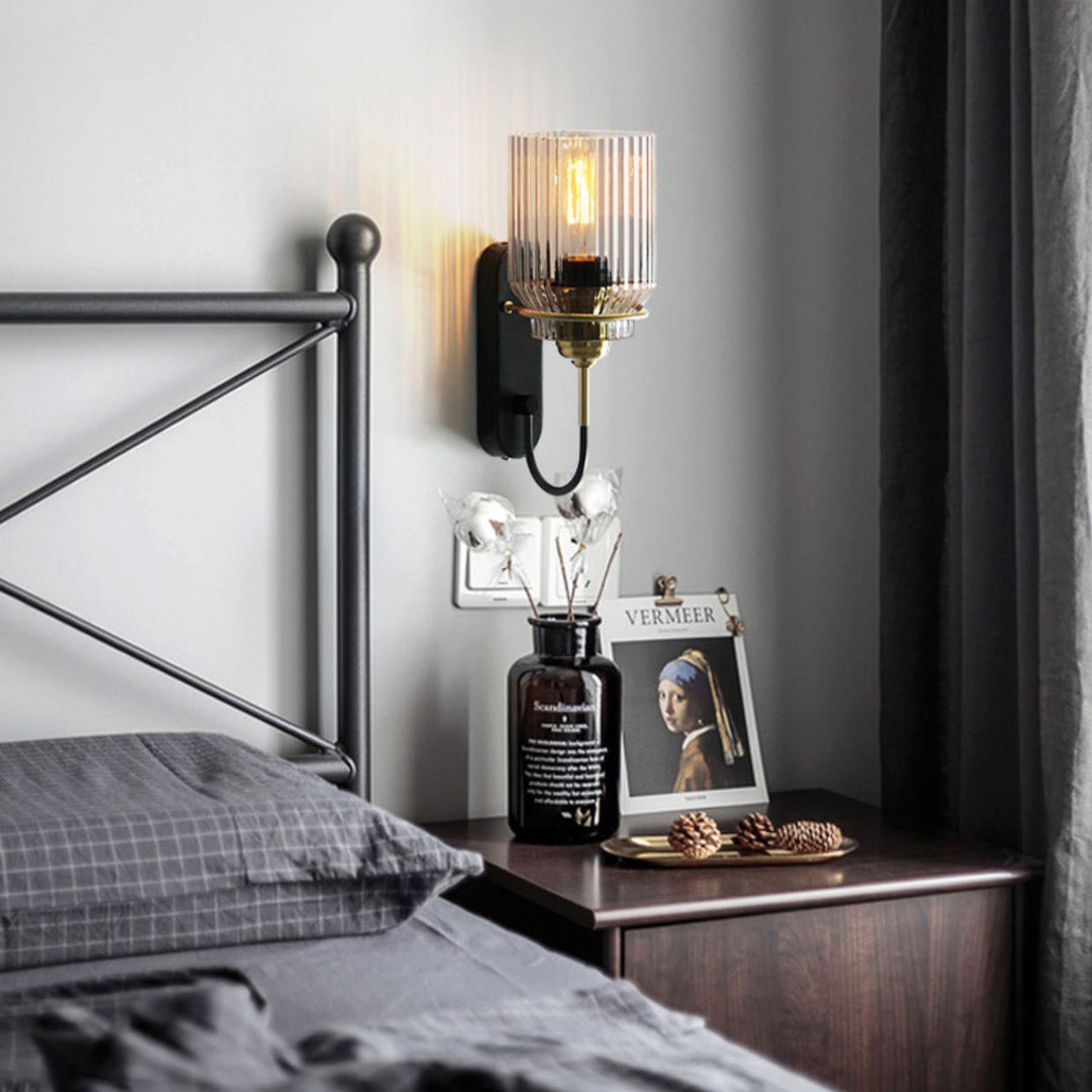 Cilindro de Lujo Moderno de Hierro y Vidrio con 1 Luz para Dormitorio 