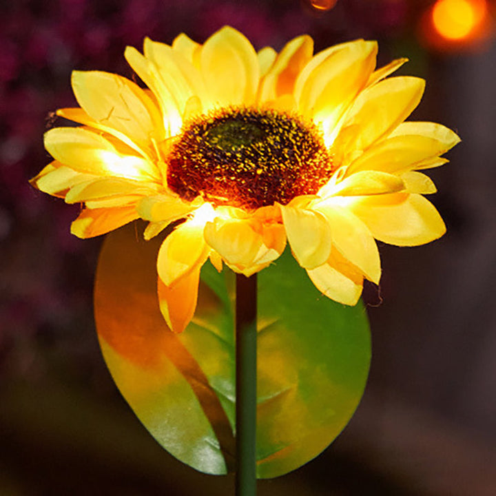 Lumière de jardin extérieure pour pelouse avec prise de terre à LED en acier inoxydable ABS sérigraphie tournesol créative contemporaine 