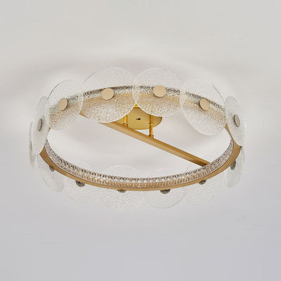 Plafonnier LED semi-encastré en verre et acrylique, matériel rond de luxe moderne, en acier inoxydable, pour salon 