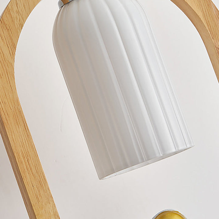 Lustre suspendu contemporain scandinave Cylindre Spaceman en bois et verre à 1 lumière pour salle à manger 