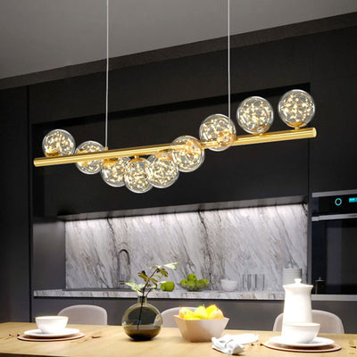 Contemporary Scandinavian Glass Magic Bean Long Strip 7/9/11 Light Island Light Chandelier For Dining Room