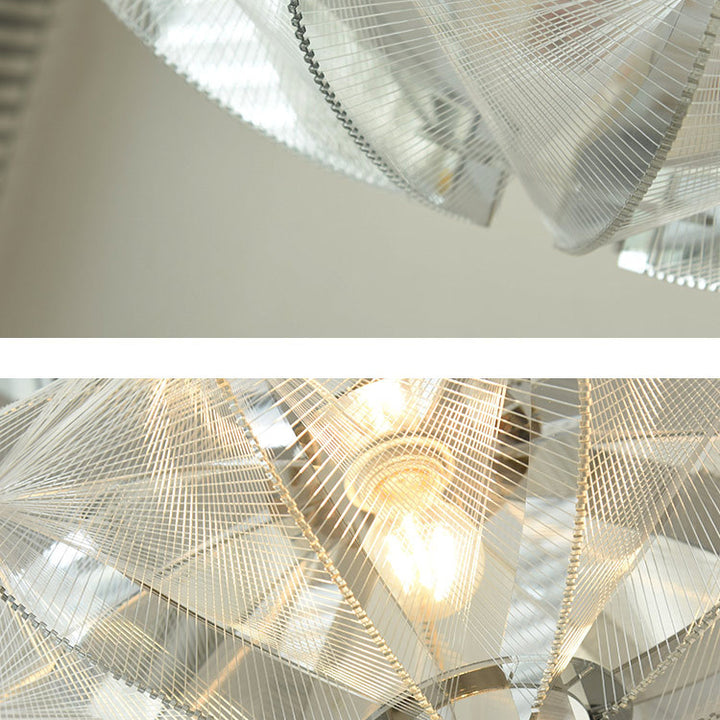 Contemporary Scandinavian Flying Saucer Spherical Oval Acrylic Filigree 1-Light Pendant Light For Living Room