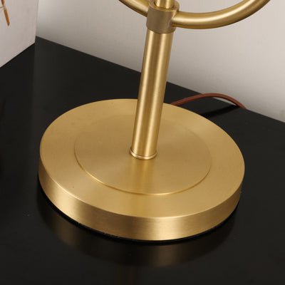 Lampe de table 1 lumière en tissu rétro contemporain avec cylindre en laiton et cerf pour chevet 