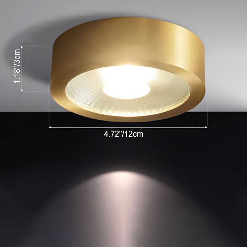 Modern Cylindrical Brass LED Spotlight Flush Mount Ceiling Light