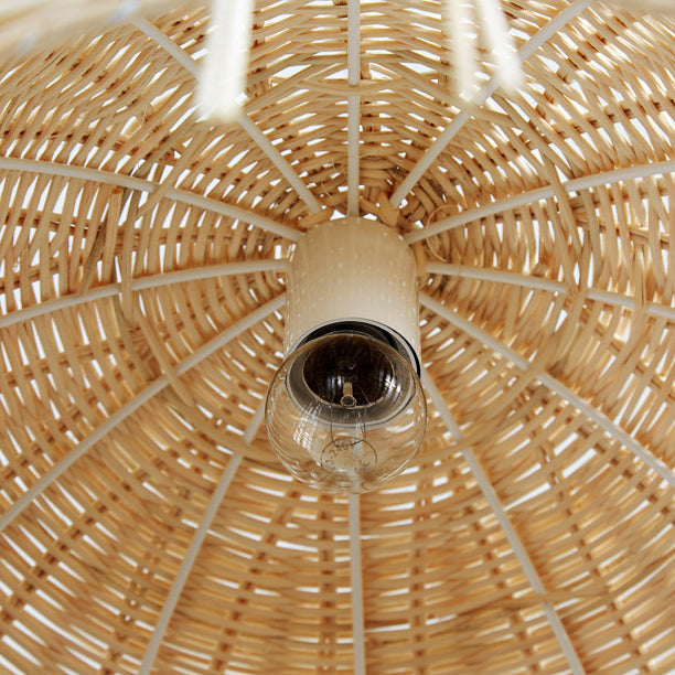 Traditional Vintage Rattan Half Ball Grass Rattan Bamboo 1-Light Pendant Light For Bedroom
