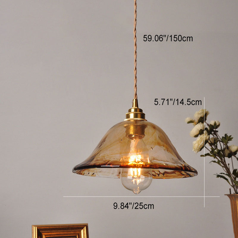 Zeitgenössische Retro Messing geometrische quadratische Bernstein Glas Schatten 1-Licht Pendelleuchte für Wohnzimmer