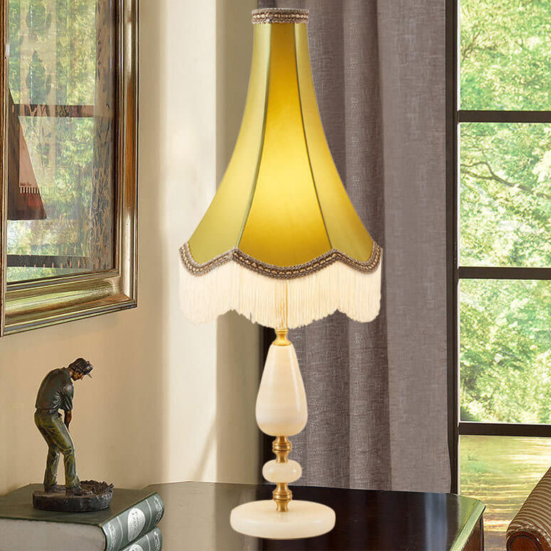 Lampe de Table à 1 Lumière avec Franges en Tissu de Luxe Moderne 