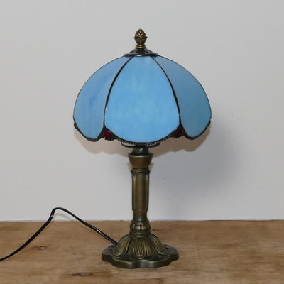 European Simple Tiffany Blue Glass Petal Design 1-Light Table Lamp