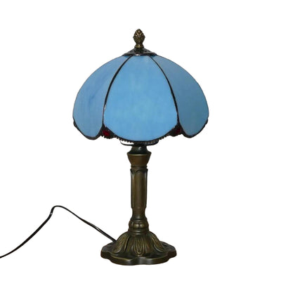 European Simple Tiffany Blue Glass Petal Design 1-Light Table Lamp