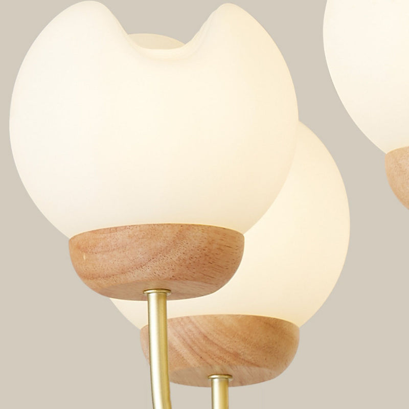 Lustre moderne mi-siècle floral en métal et en bois de caoutchouc rotomoulé 3/5/8 lumières pour salon 