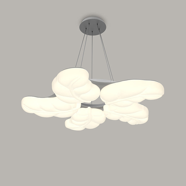 Lustre à suspension LED en fer avec abat-jour en feuilles PE créatives contemporaines pour salon 