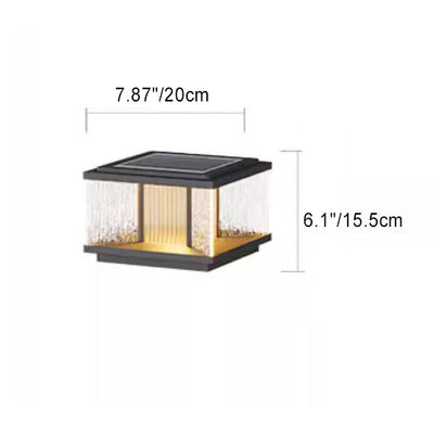 Luz de jardín solar impermeable de aluminio con vidrio cuadrado ondulado por el agua y LED de simplicidad moderna para poste 
