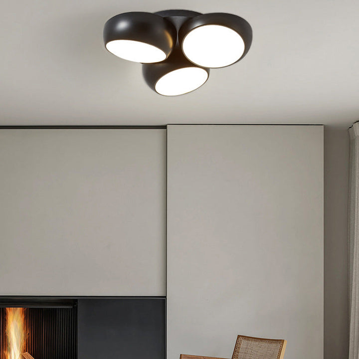 Plafonnier LED rond en fer et plastique minimaliste moderne pour salon 