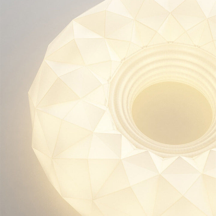Contemporary Nordic Iron Acrylic White Round Geometric Texture LED Flush Mount Ceiling Light For Living Room &amp; Bedroom