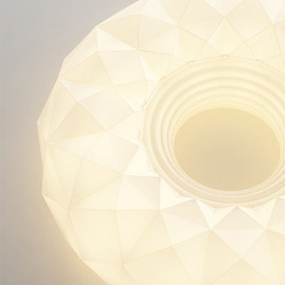 Nordic Minimalist White Round Geometric Texture LED Flush Mount Ceiling Light
