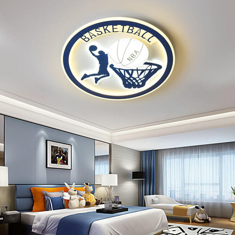 Creative Simplicity NBA Basketball Acrylic LED Kids Flush Mount Ceiling Light