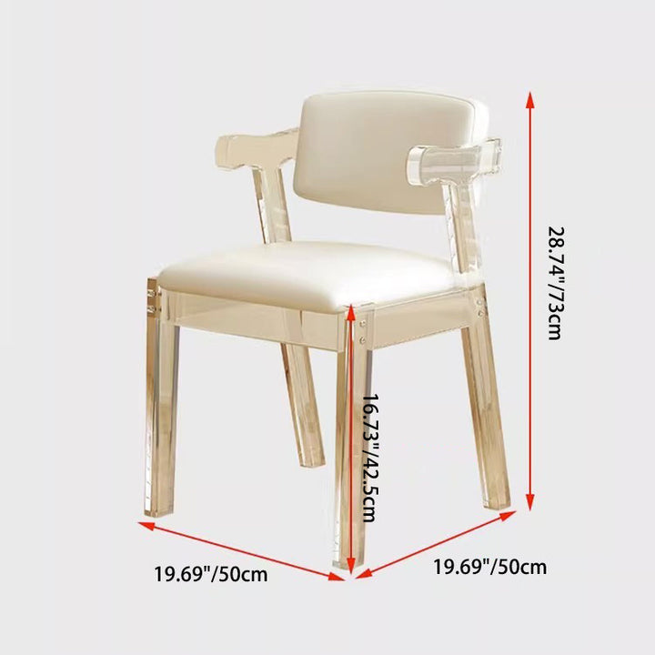 Modern Minimalist Square Microfiber Leather Acrylic Vanity Stool Backrest For Bedroom