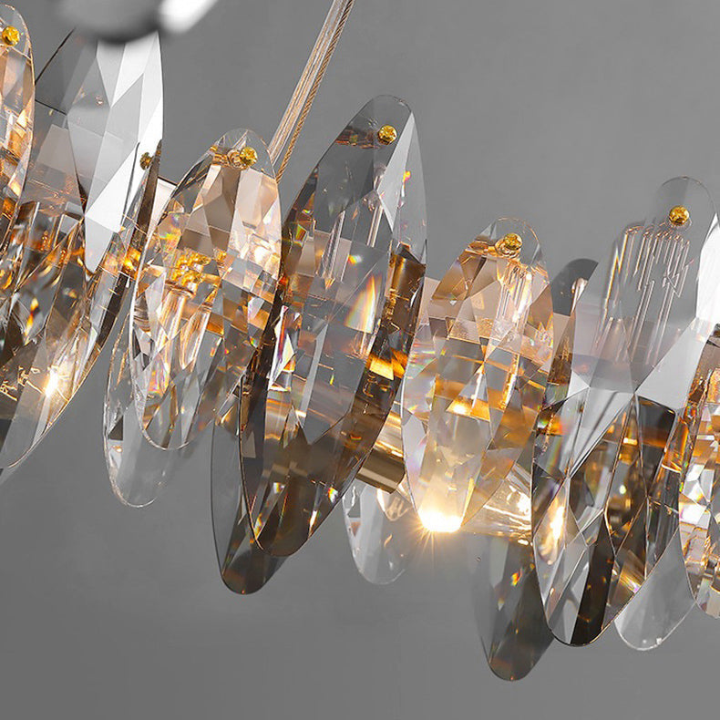Lustre ovale moderne en cristal et fer avec 5/6/10 lumières pour salon 