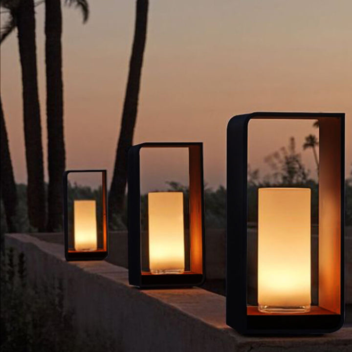 Modern Minimalist Square Frame Stainless Steel Acrylic LED Waterproof Lawn Landscape Light For Outdoor Patio