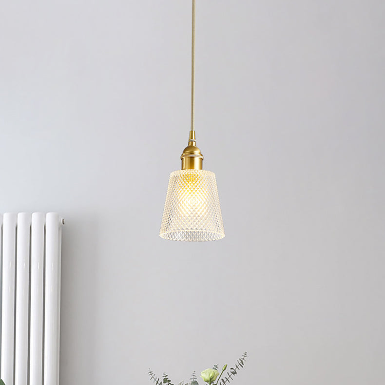 Moderner minimalistischer zylindrischer trapezförmiger Messingglas-Kronleuchter mit 1/2/3 Lichtern für das Esszimmer 