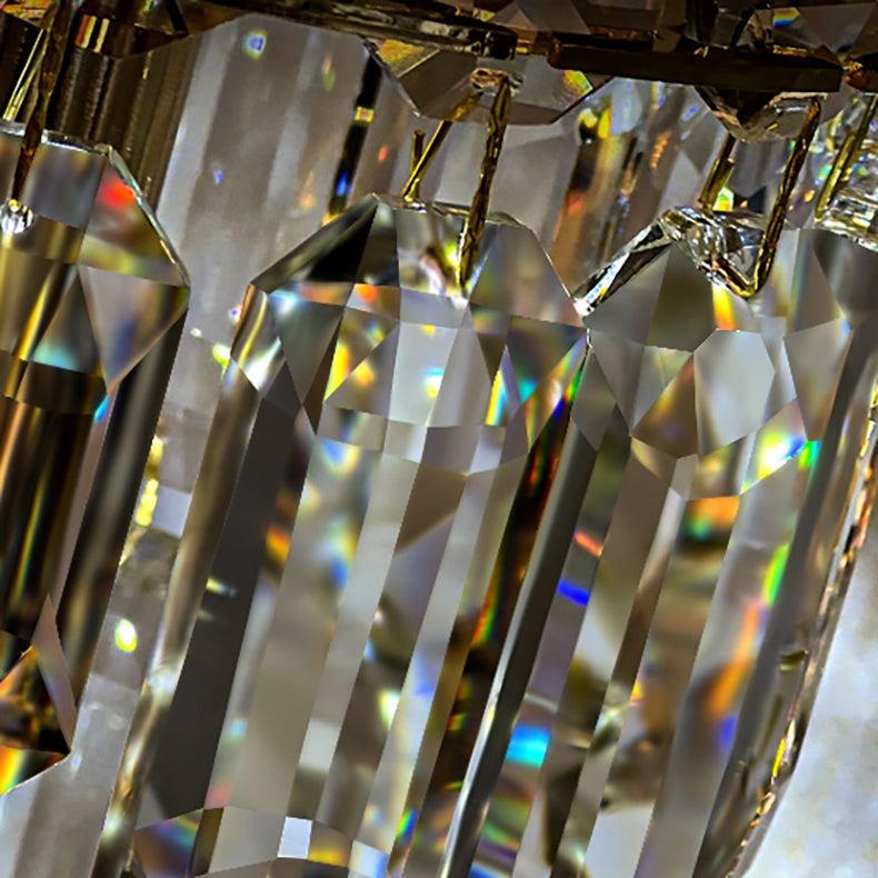 Art Déco Moderne Cylindre Matériel Cristal 1-Lumière Suspension Pour Salon 