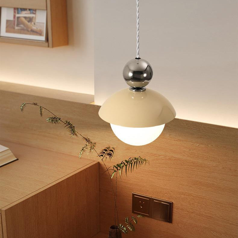 Lámpara Colgante de 1 Luz de Vidrio de Hierro con Globo Redondo Minimalista Moderno para Dormitorio 